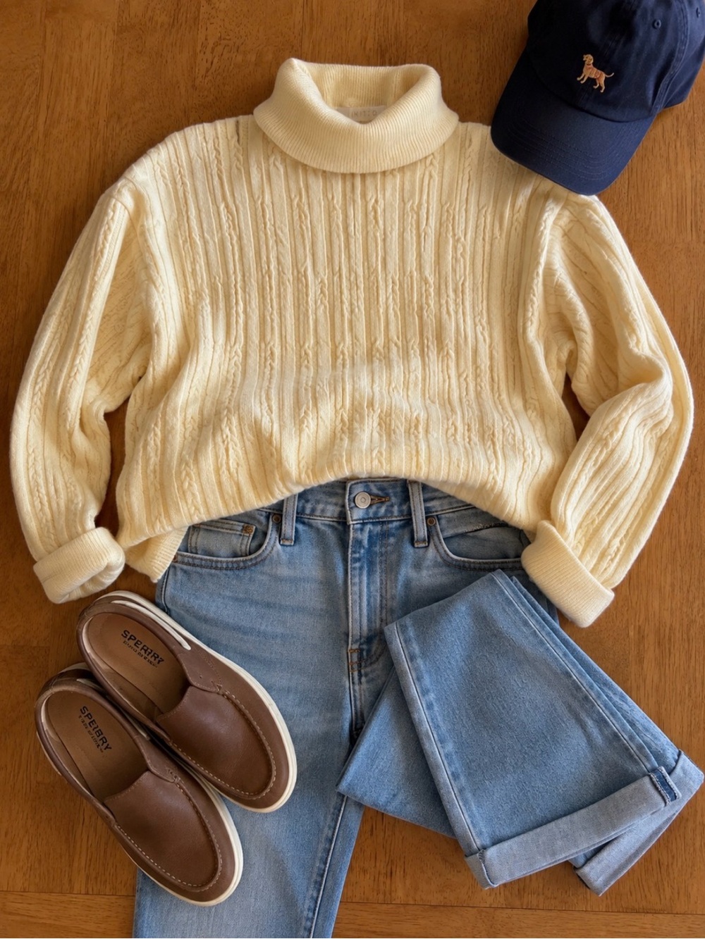 The Limited Buttercream Cable Knit Turtleneck Sweater